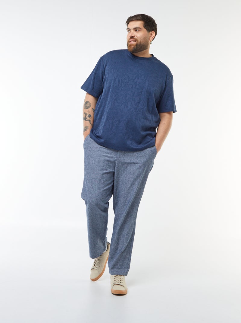 T-shirt en maille jersey avec broderies all over Bleu - Kiabi