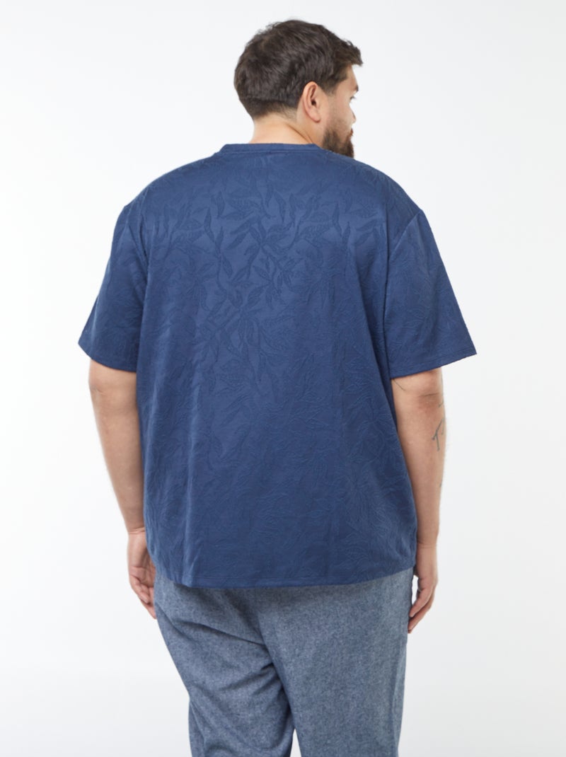 T-shirt en maille jersey avec broderies all over Bleu - Kiabi