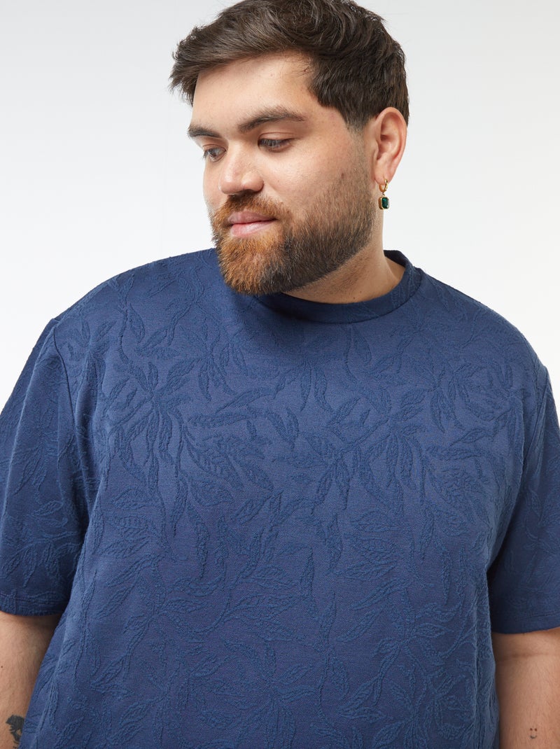T-shirt en maille jersey avec broderies all over Bleu - Kiabi