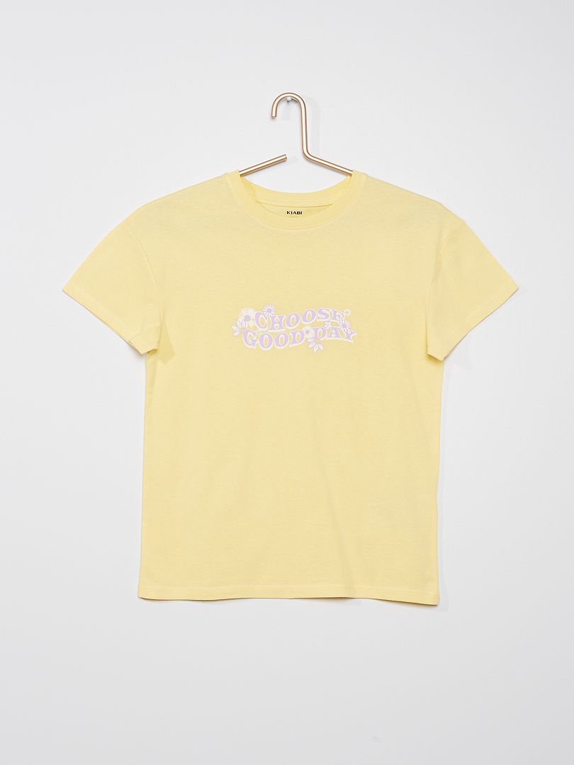 T-shirt en maille jersey avec imprimé fantaisie Jaune 'choose' - Kiabi