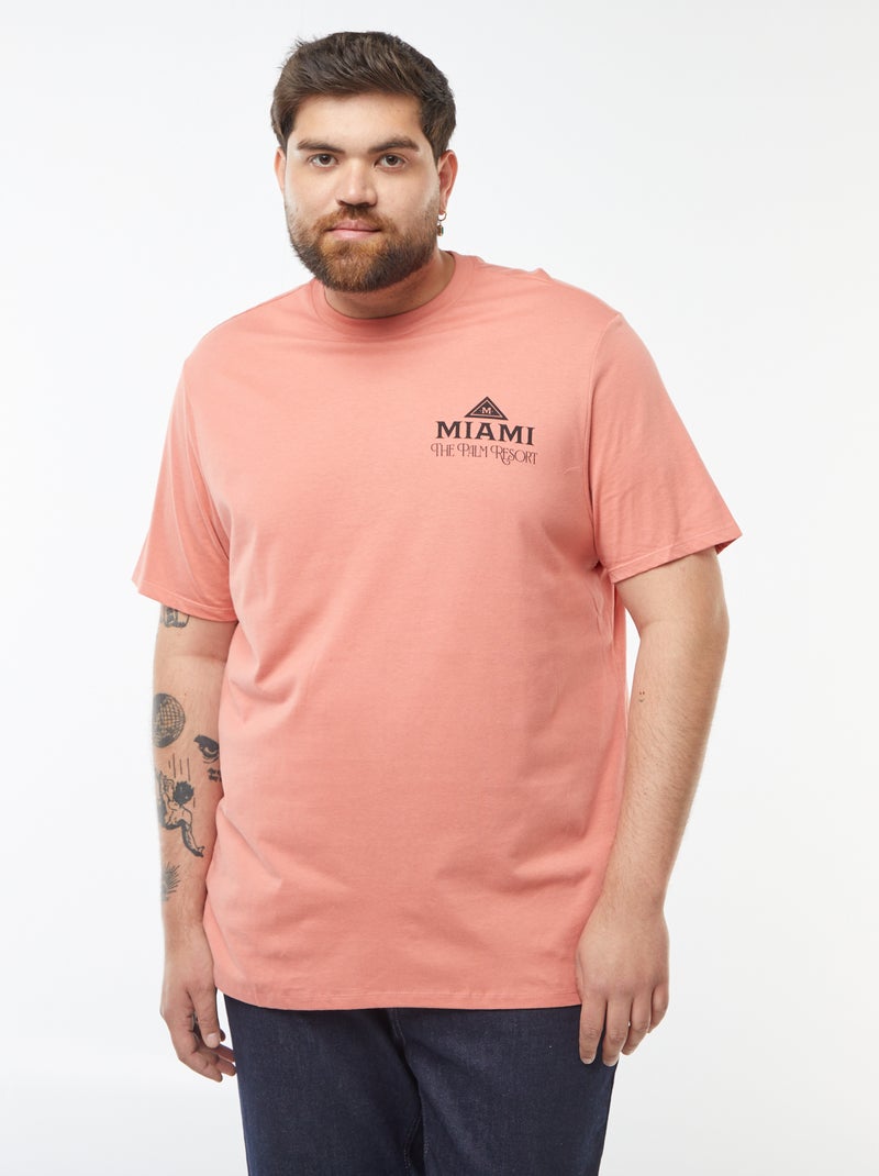 T-shirt en maille jersey imprimé avec manches courtes Orange - Kiabi