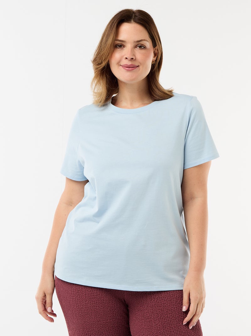 T-shirt en maille jersey manches courtes Bleu - Kiabi