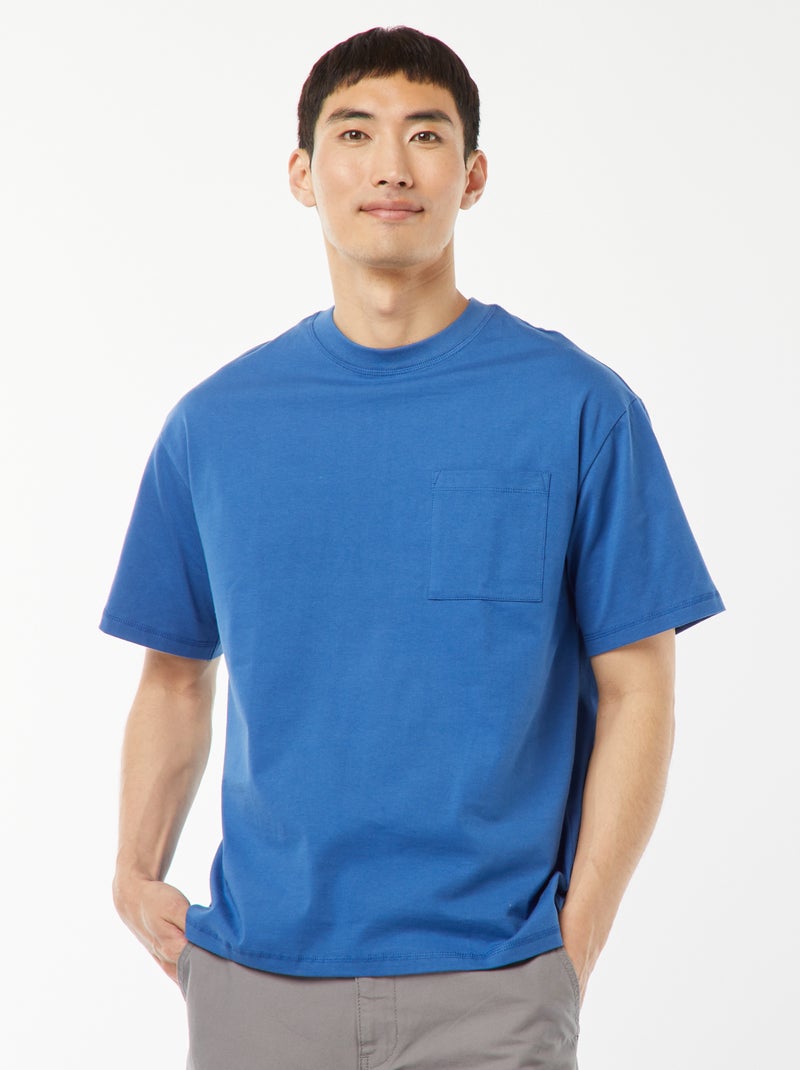 T-shirt en maille jersey manches courtes Bleu - Kiabi