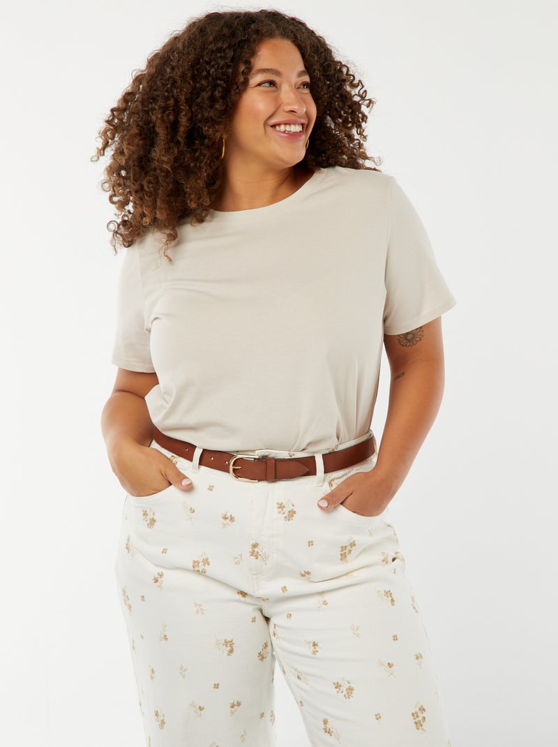 T-shirt en maille jersey manches courtes Gris - Kiabi