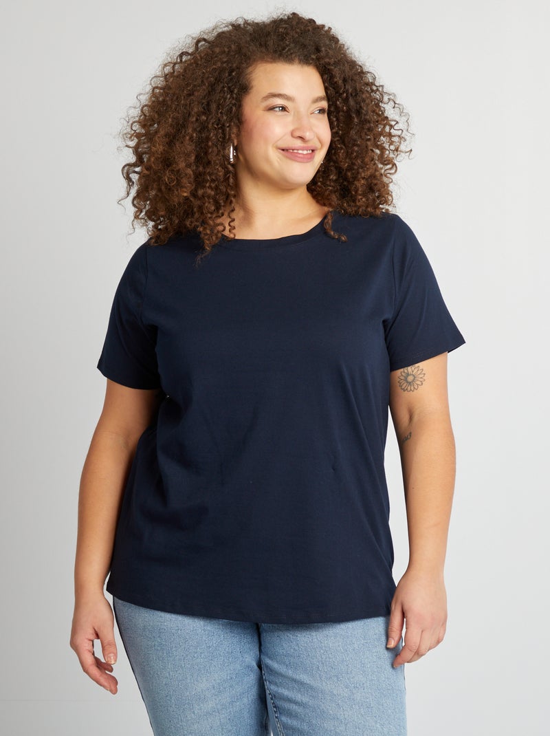 T-shirt en maille jersey manches courtes Marine - Kiabi