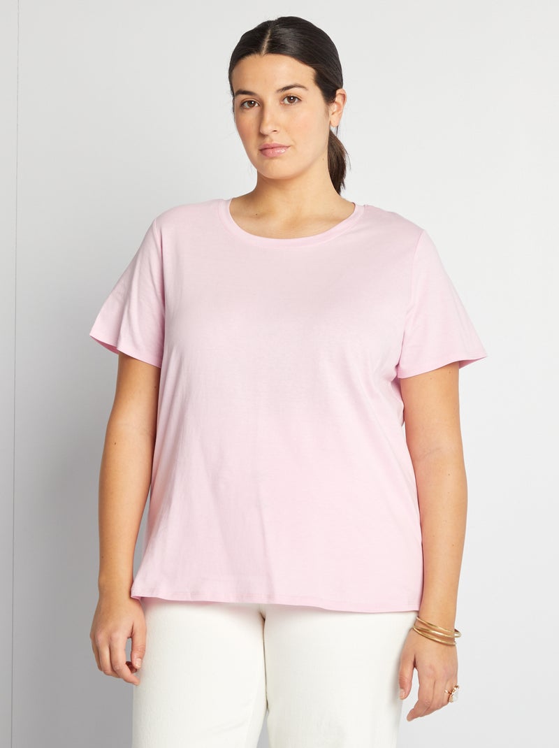 T-shirt en maille jersey manches courtes Rose - Kiabi