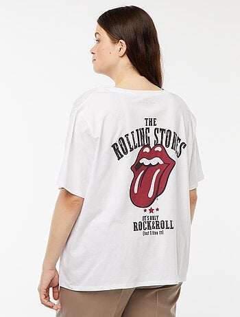 T-shirt en maille jersey 'The Rolling Stones' col V