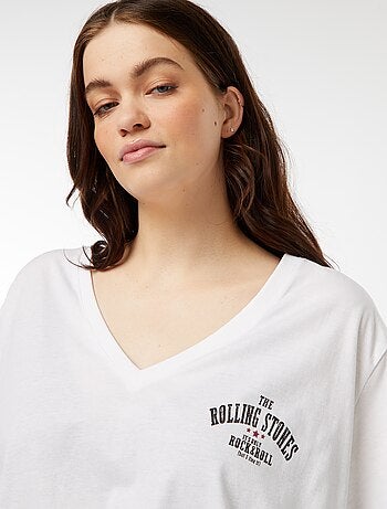 T-shirt en maille jersey 'The Rolling Stones' col V