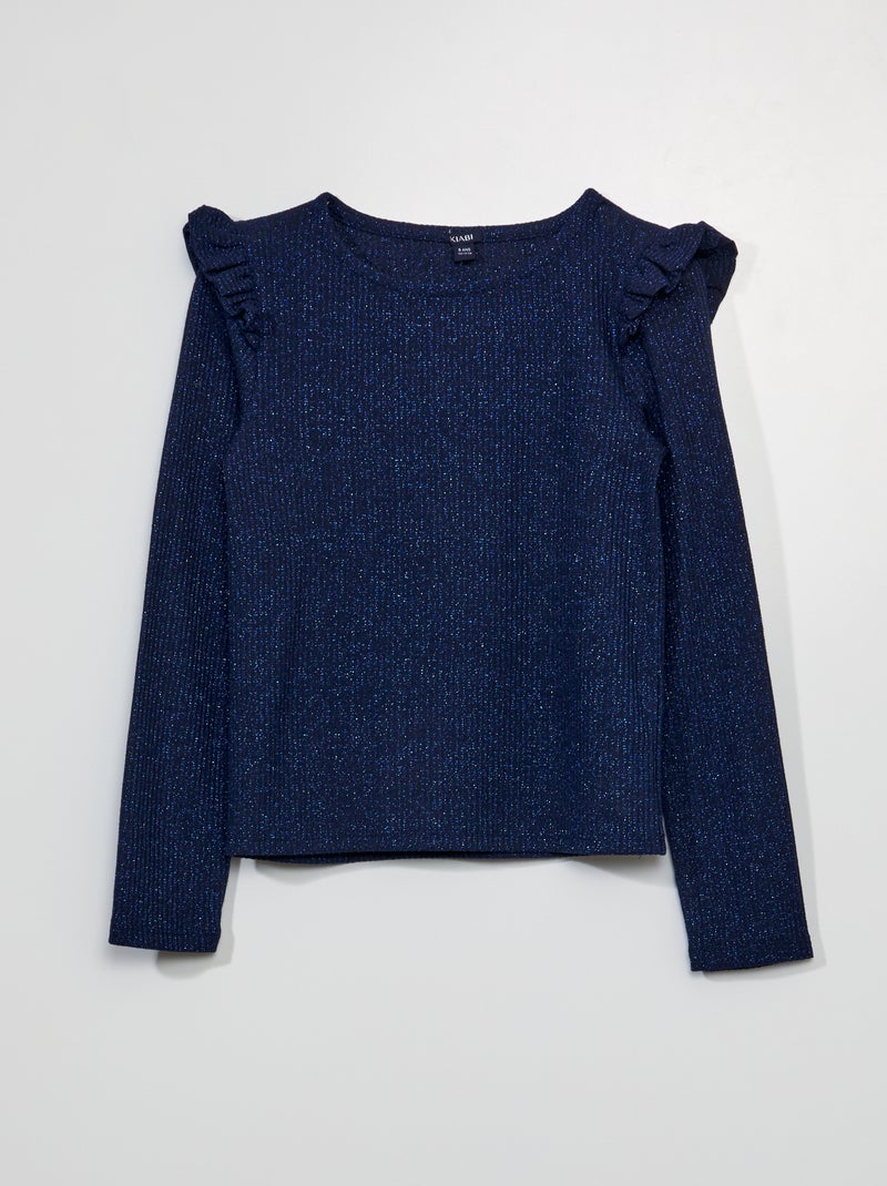 T-shirt en maille lurex Bleu - Kiabi