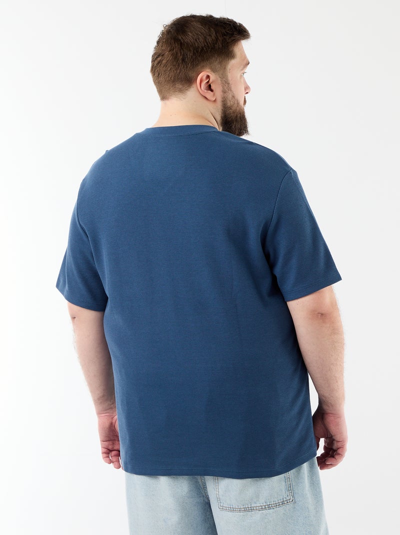 T-shirt en maille piquée manches courtes Bleu - Kiabi