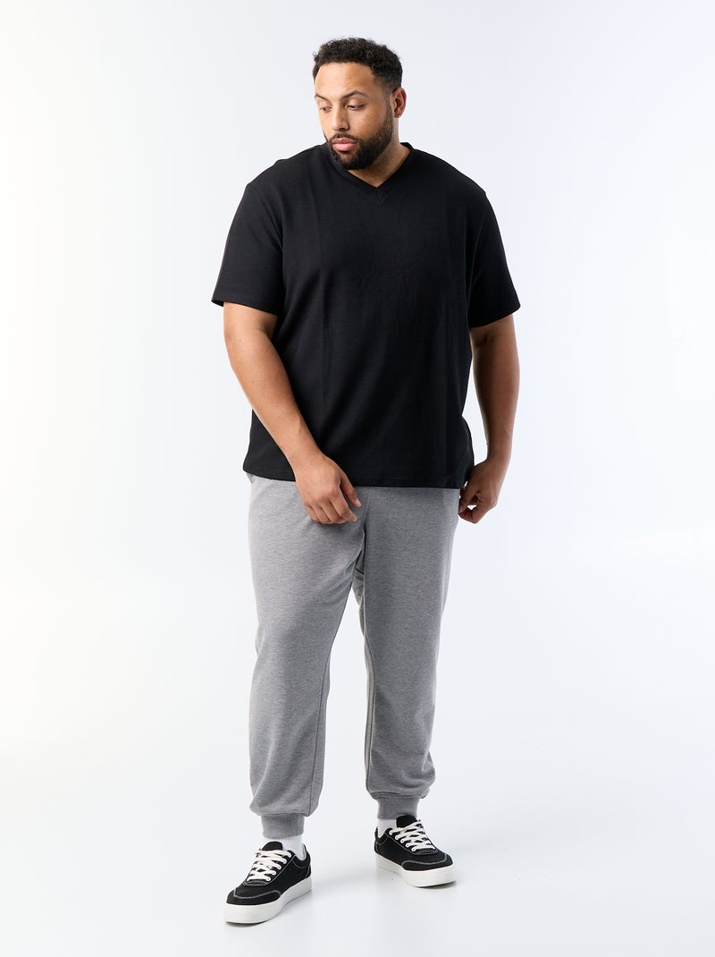 T-shirt en maille piquée manches courtes Noir - Kiabi