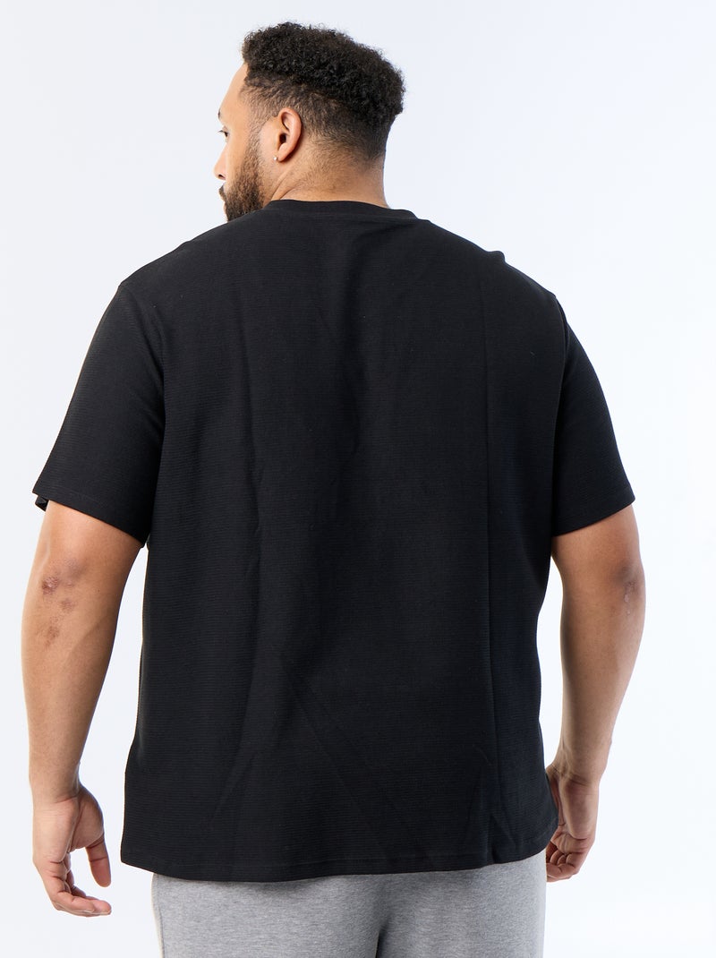 T-shirt en maille piquée manches courtes Noir - Kiabi