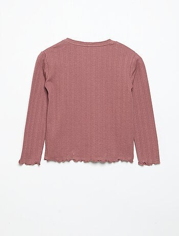 T-shirt en maille pointelle à manches longues