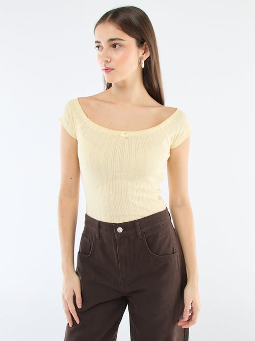 T-shirt en maille pointelle - Kiabi