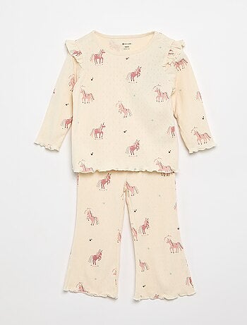 T-shirt en maille pointelle + pantalon - 2 pièces