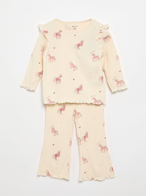 T-shirt en maille pointelle + pantalon - 2 pièces - Kiabi