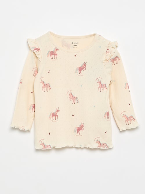 T-shirt en maille pointelle + pantalon - 2 pièces - Kiabi