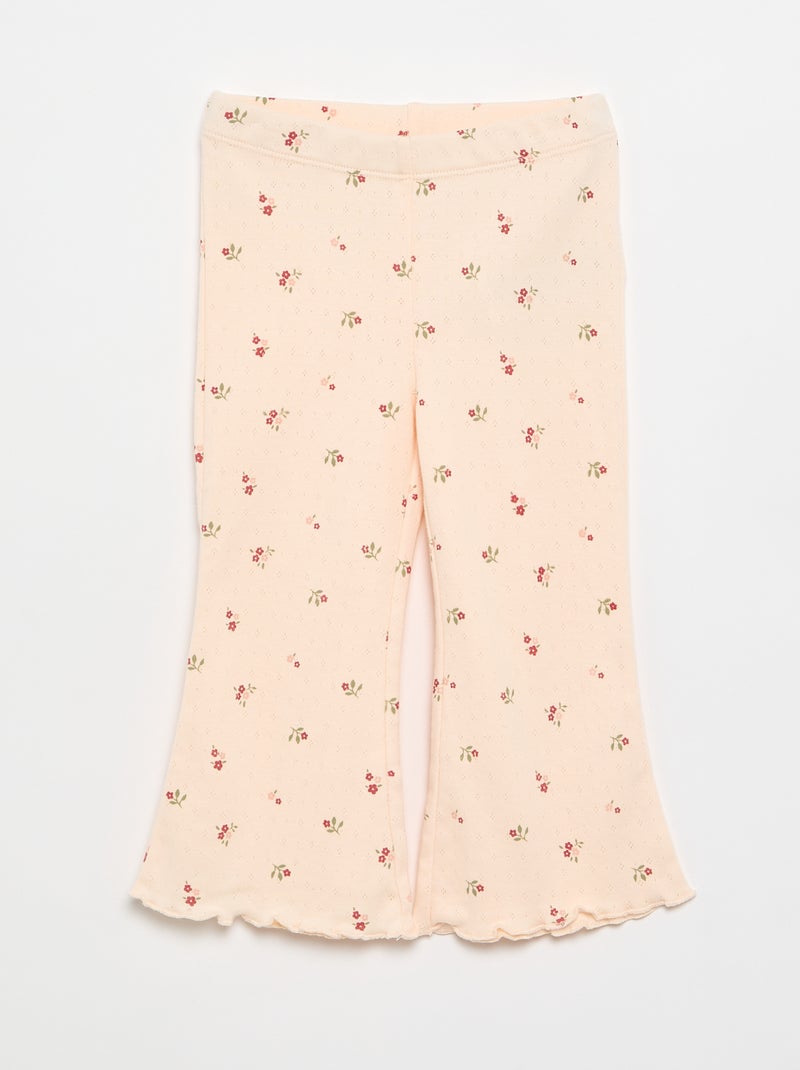 T-shirt en maille pointelle + pantalon - 2 pièces Rose - Kiabi