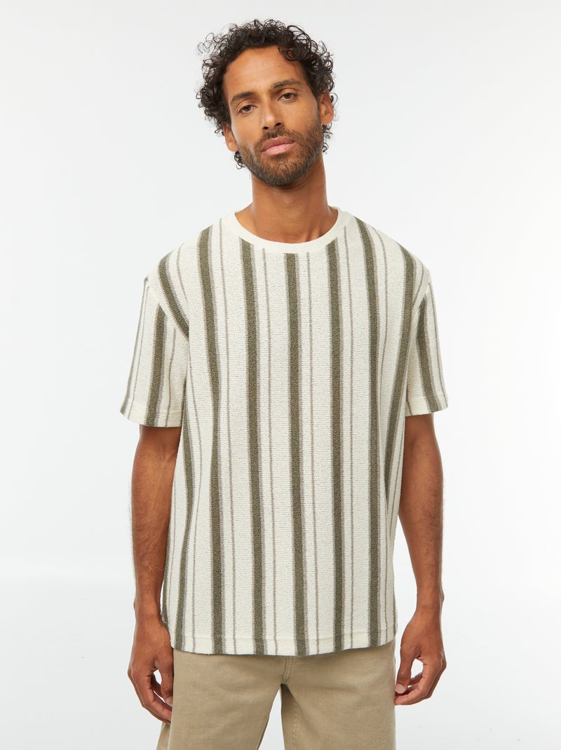 T-shirt en maille tricot à manches courtes Beige - Kiabi