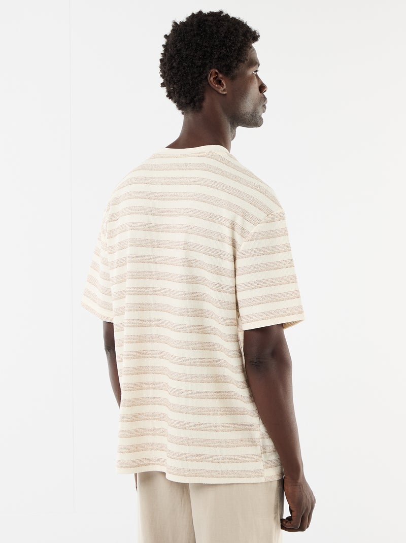 T-shirt en maille tricot à manches courtes Beige - Kiabi