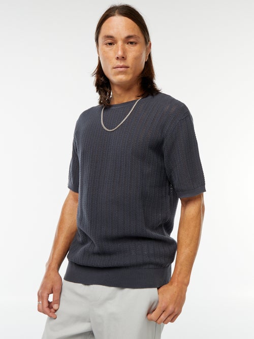 T-shirt en maille tricot à manches courtes - Kiabi
