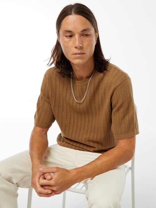 T-shirt en maille tricot à manches courtes - Kiabi