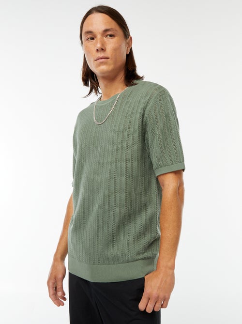 T-shirt en maille tricot à manches courtes - Kiabi