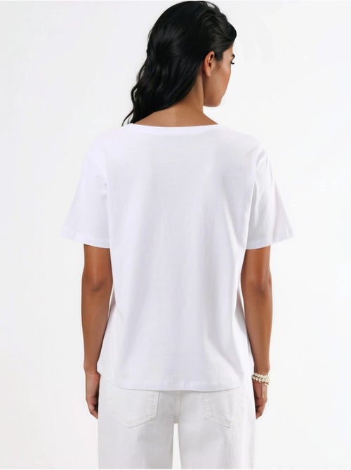 T-shirt en maille unie à col en v busem - Kiabi