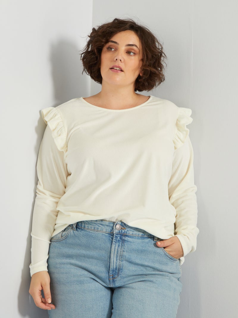 T-shirt en maille velours Blanc - Kiabi