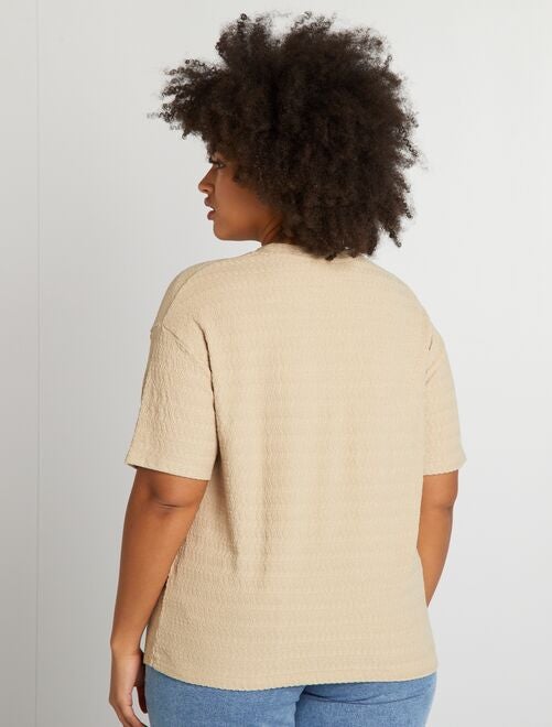 T-shirt en matière gaufrée manches courtes - Kiabi