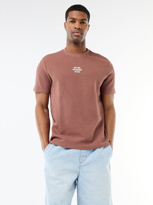 T-shirt en piqué de coton à manches courtes - Kiabi