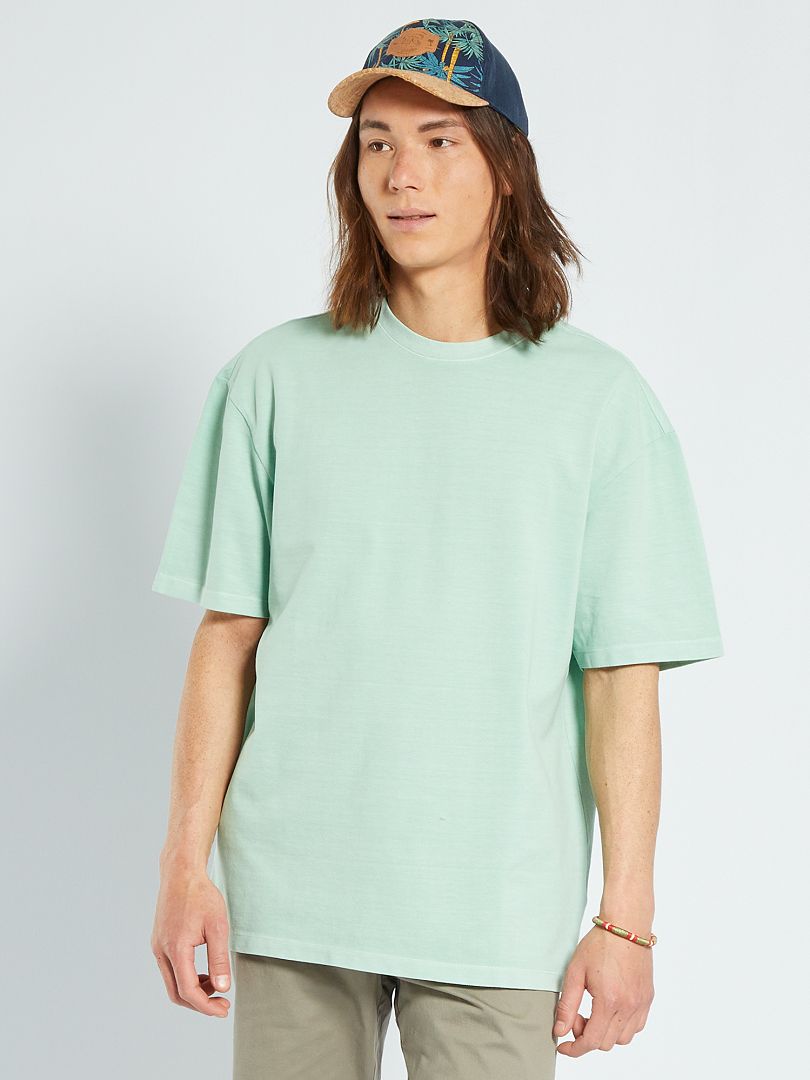 T-shirt en piqué de coton Vert - Kiabi