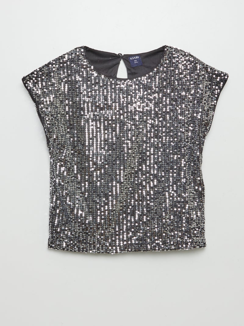 T-shirt en sequins Gris - Kiabi