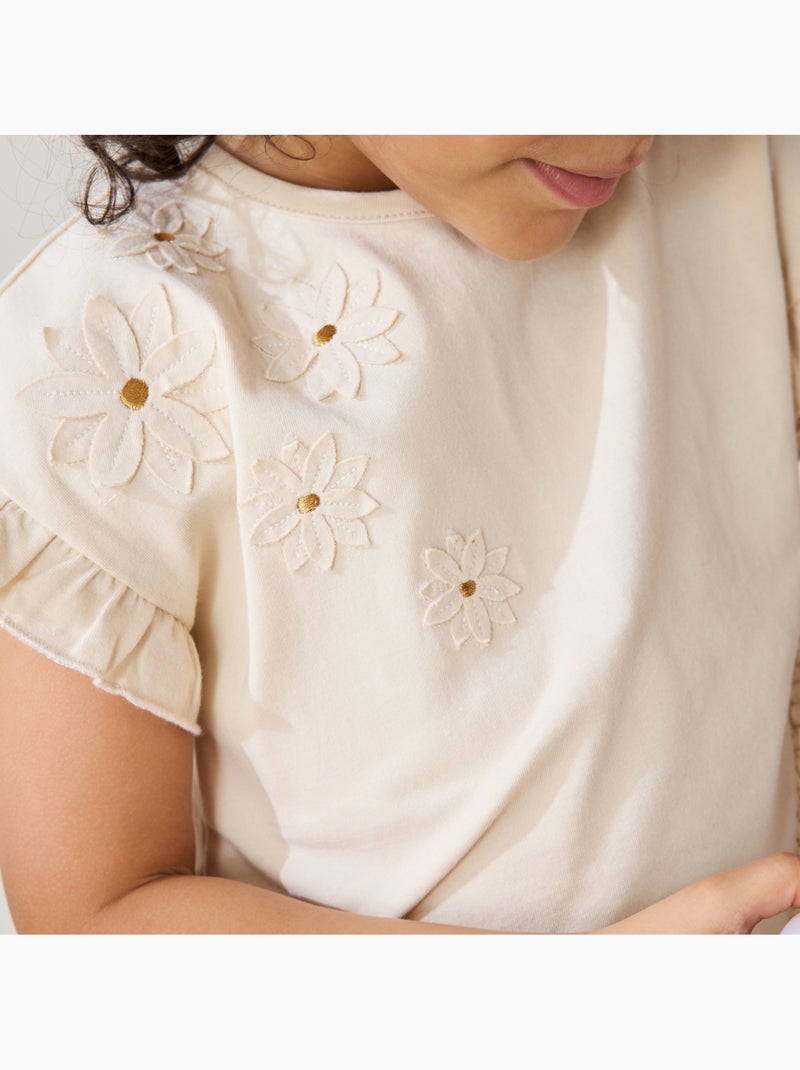T-shirt enfant manches courtes Po?sie d'?t? Beige - Kiabi