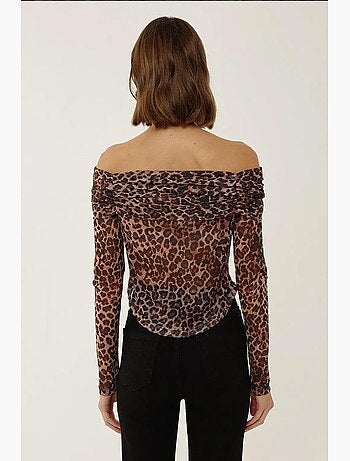 T-shirt épaules dénudées imprimé transparent manches longues hiccup