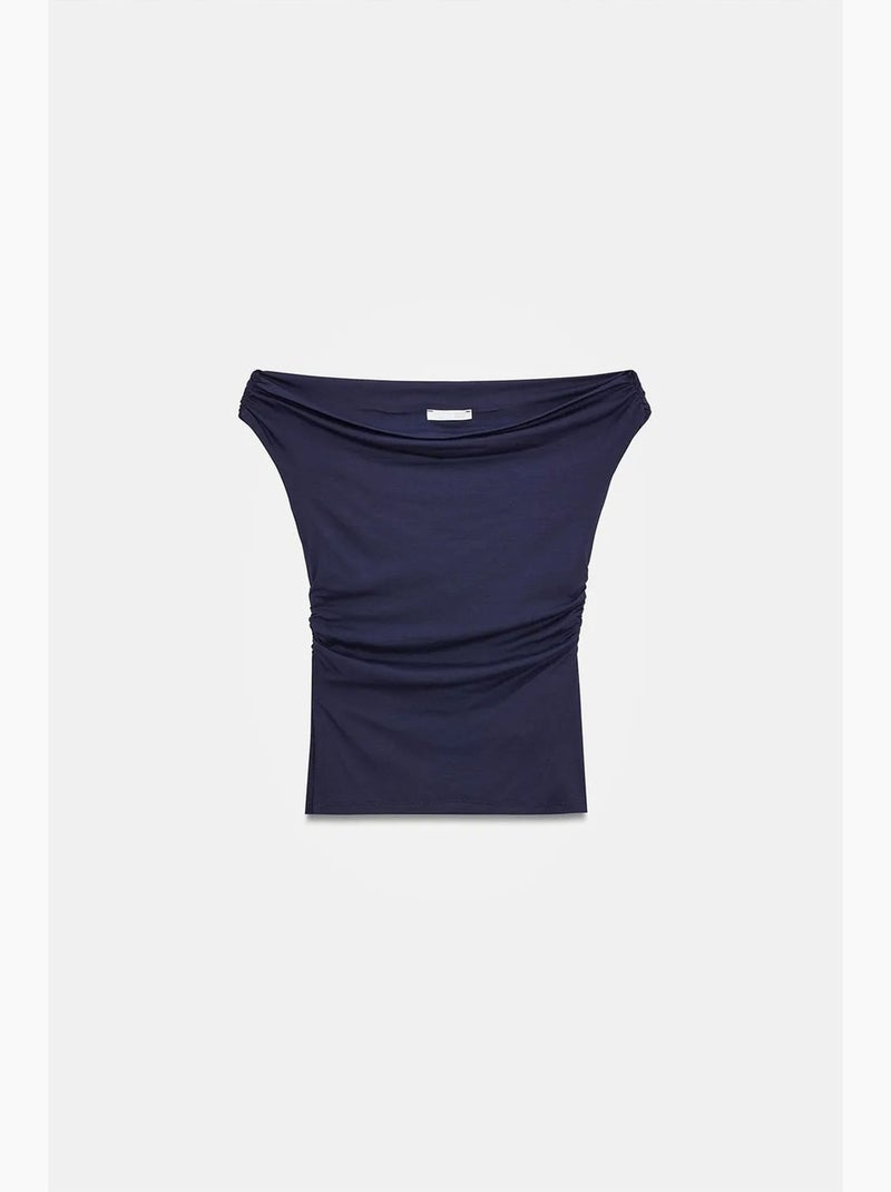 T-shirt épaules dénudées jersey manches courtes dilvin Bleu marine - Kiabi