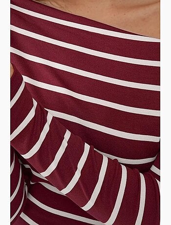 T-shirt épaules dénudées rayé côtelé manches longues hiccup
