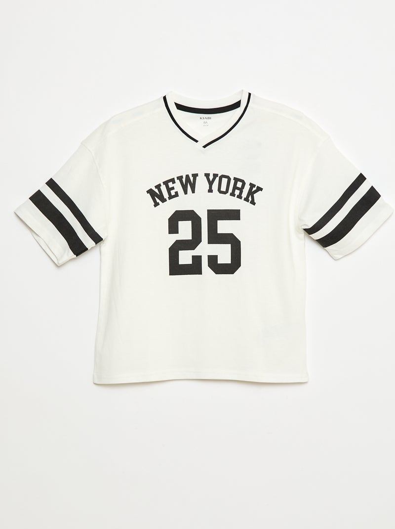 T-shirt esprit baseball Blanc - Kiabi
