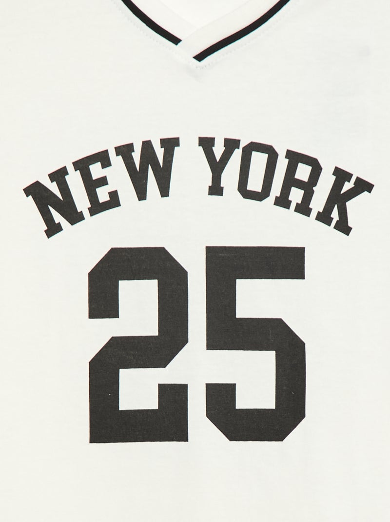 T-shirt esprit baseball Blanc - Kiabi