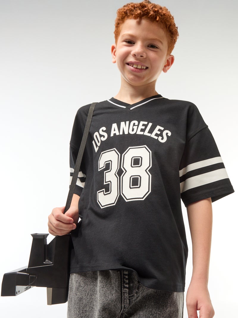 T-shirt esprit baseball Noir - Kiabi