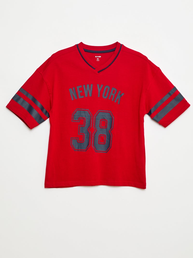 T-shirt esprit baseball Rouge - Kiabi