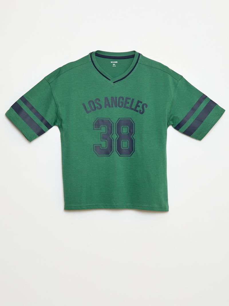 T-shirt esprit baseball Vert - Kiabi