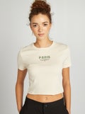 T-shirt esprit campus Beige - Kiabi