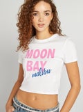 T-shirt esprit campus Blanc - Kiabi