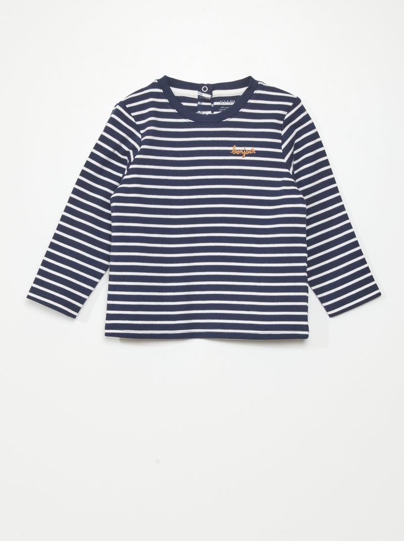 T-shirt esprit marinière Bleu marine/blanc - Kiabi