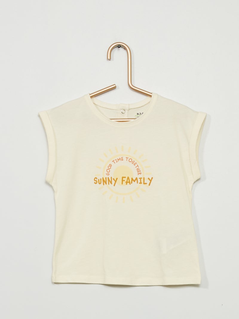 T-shirt 'Famille' en jersey' Blanc 'sunny' - Kiabi