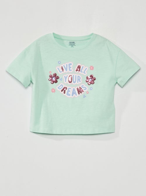 T-shirt fantaisie à col rond - Kiabi