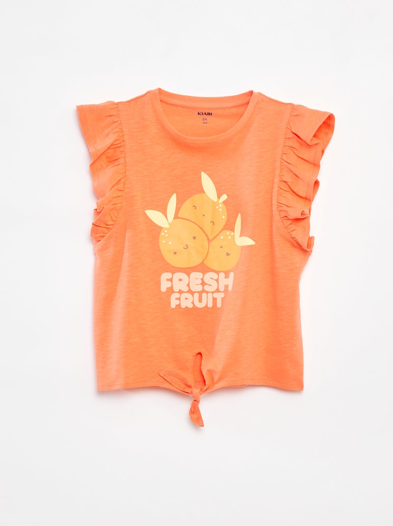 T-shirt fantaisie en coton ORANGE - Kiabi