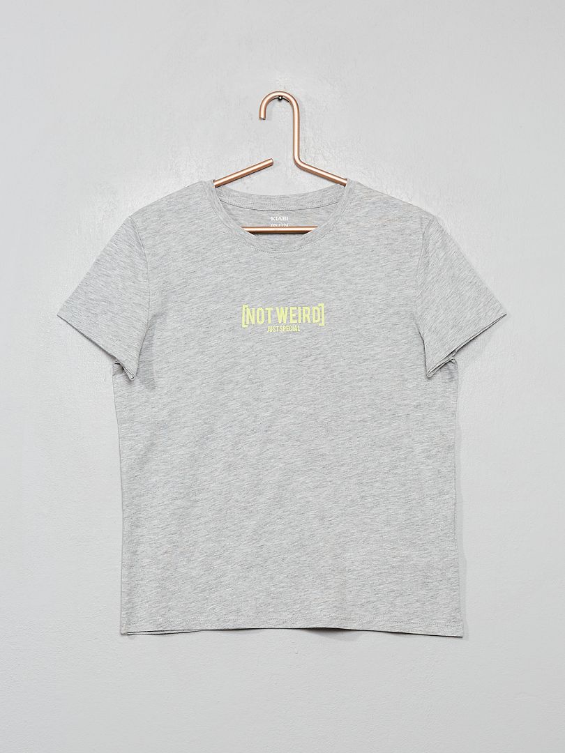 T-shirt fantaisie gris chiné - Kiabi