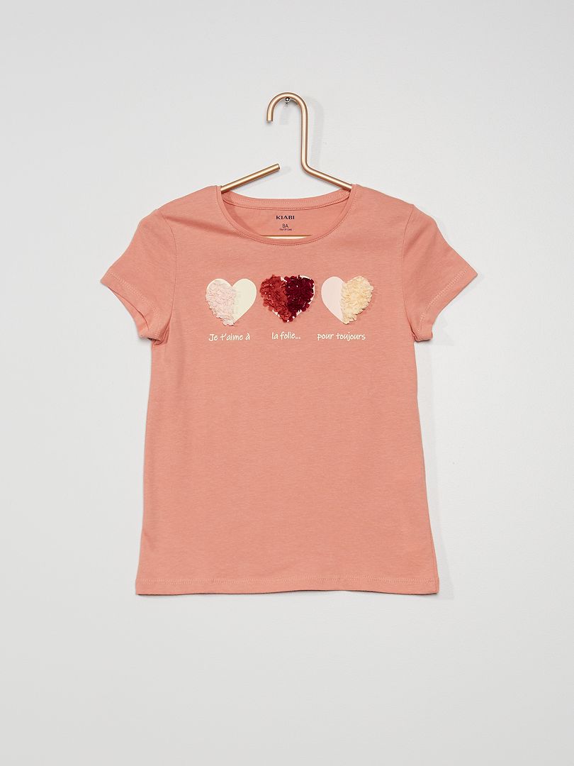 T-shirt fantaisie rose - Kiabi